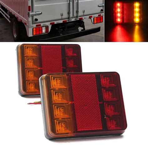 Buy 2pcs 8 Led Truck Rear Tail Lights Warning Lighting