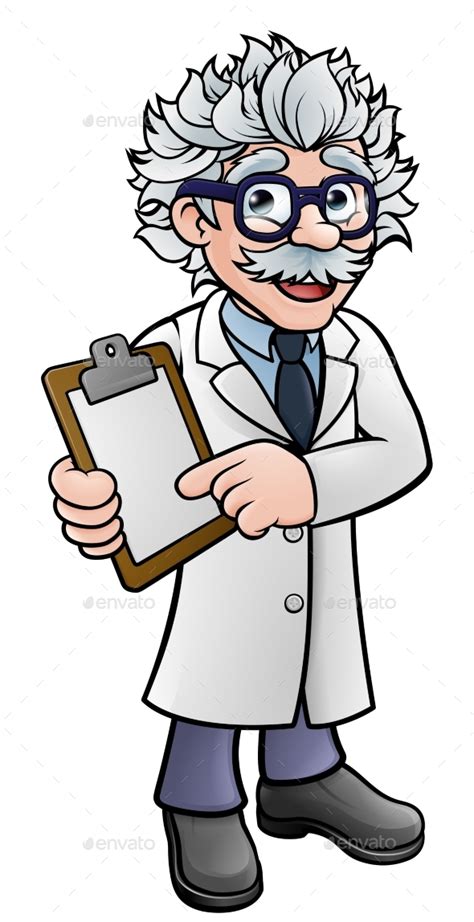 Scientist Cartoon Character Holding A Clipboard By Krisdog Graphicriver