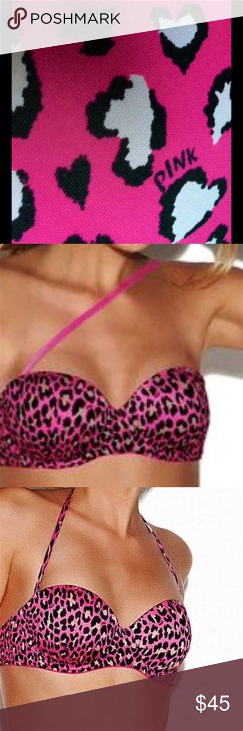 PINK VS Multi Way Push Up Bra Pink Leopard Print Hot Pink Bra Pink Bra Pink Leopard Print