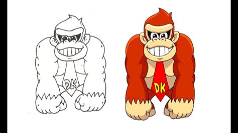 Donkey Kong Monkey Drawing How To Draw Donkey Kong From Nintendos