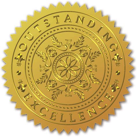 Craspire Gold Foil Certificate Seals Outstranding Excellence Self