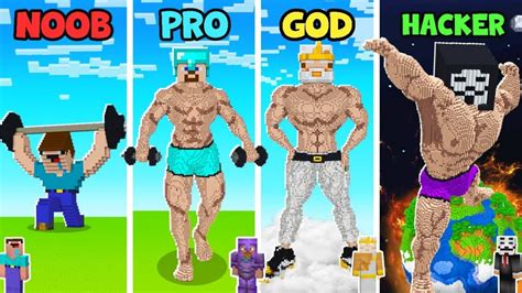 Minecraft Tnt Bodybuilder Statue House Build Challenge Noob Vs Pro Vs