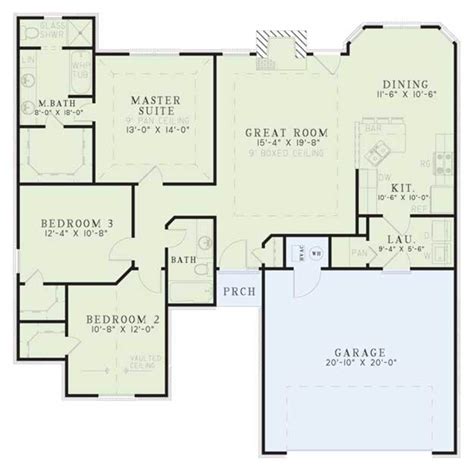 Ranch Style House Plan 3 Beds 2 Baths 1461 Sqft Plan 17 117 Floor