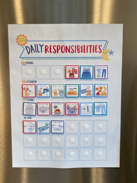 Chore Chart Kids Daily Responsibilities Chart Job Chart Etsy