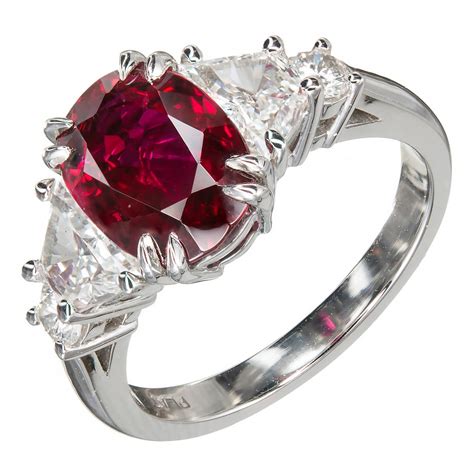 296 Carat Old Mine Cut Diamond Ruby Halo Platinum Ring At 1stdibs