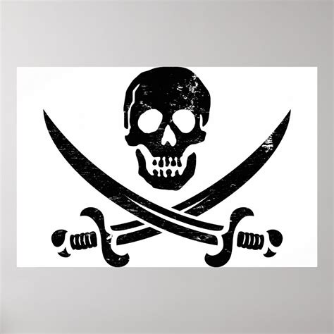 John Rackham Calico Jack Pirate Flag Jolly Roger Poster Zazzle