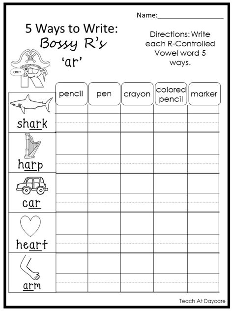 Printable Ways To Write R Controlled Vowel Words Made By Teachers