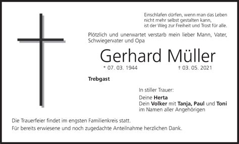Muller was regarded as one of the top forwards ever to play the game, scoring 68 goals in just 62 muller was diagnosed with alzheimer's disease six years ago while he was the coach of bayern's. Gerhard Müller | Traueranzeige | trauer.inFranken.de