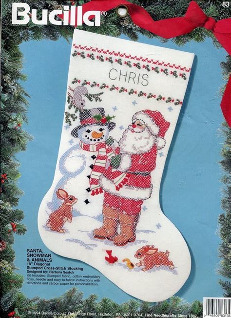 Bucilla Santa Snowman Christmas Stocking Stamped Cross Stitch 18 Kit