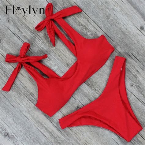 Floylyn Bikini Bandage con lazo para mujer traje de baño con cuello