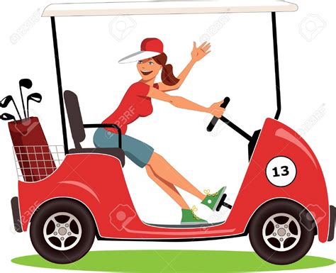 A Man Driving A Red Golf Cart