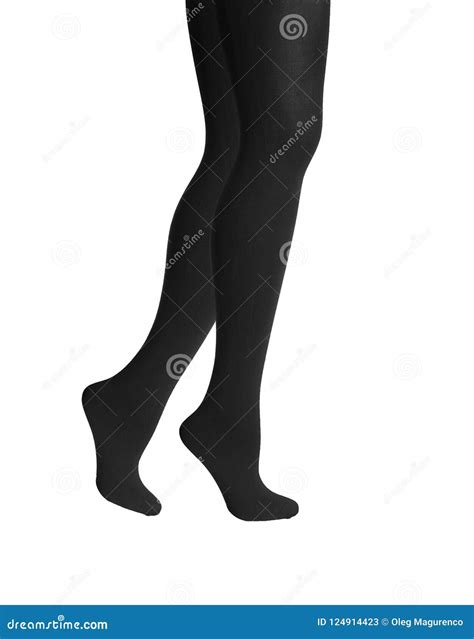 Woman S Legs In Black Isolated On White Stock Image Image Of Fashion