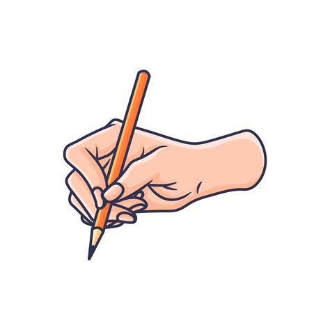 Premium Quality Vector Pose 12 Of Hand Holding Pen And Pencil Doodle