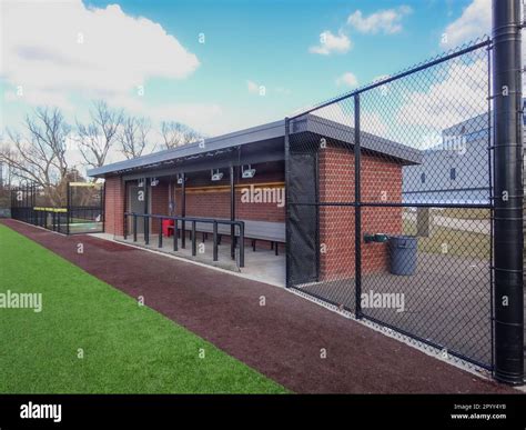 Brick Baseball Dugout With Concrete Floor Benches And Protective