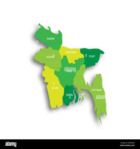 Bangladesh Political Map Of Administrative Divisions Stock Vector Image