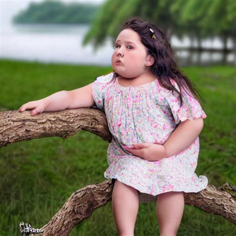 Prompthunt Spectacular Scene Of A Little Fat Sweet Girl With Flowery Dress Sitting On A Curly