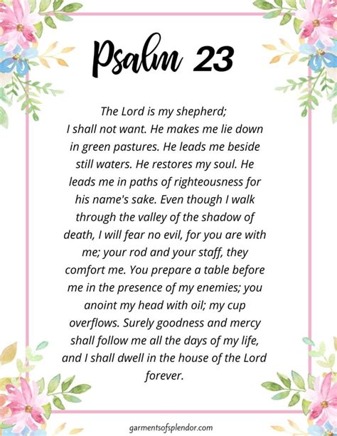 Printable Psalm 23 The Lord Is My Shepherd