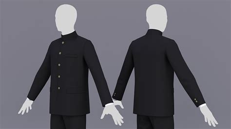 Japanese School Uniform For Male And Female 3d Model Cgtrader