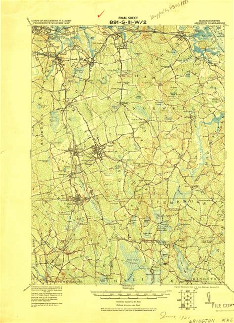 Abington Massachusetts 1920 1920 Usgs Old Topo Map 15x15 Quad Old Maps