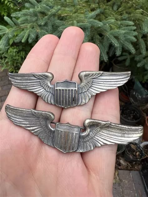 Vintage Sterling Silver Wwii Military Pilot Aviator Wings Pin Ae Co