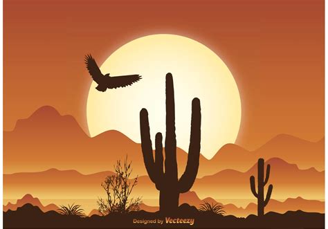 Silhouette photo of cactus plants with thunder background. Illustratie van de woestijnscène - Download gratis ...