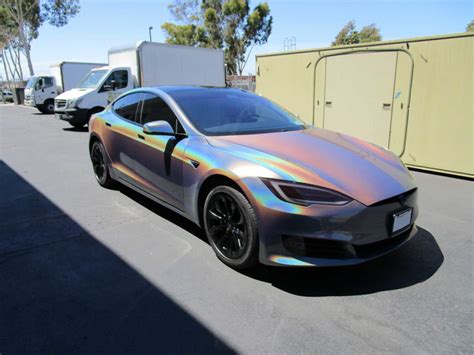 Tesla Model S Rainbow Chrome Color Flip San Diego Vinyl Wrap And San