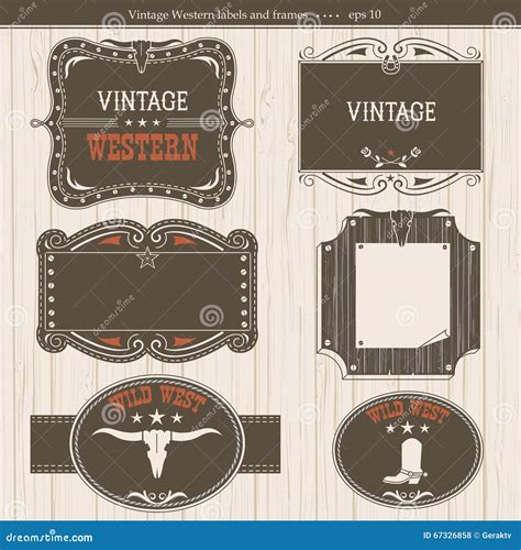 Western Labelsvector Antique Frames For Design Stock Vector