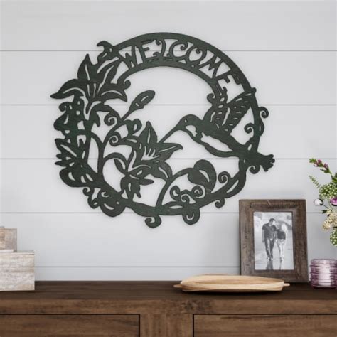 Metal Cutout Welcome Decorative Wall Sign Word Art Home Accent Humming