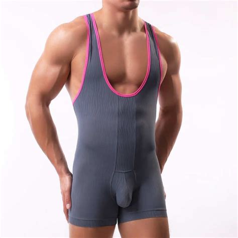 Mens Bodybuilding Underwear Shapers Sexy Stretch Tight Boxers Bodysuit Males Leotard Wrestling