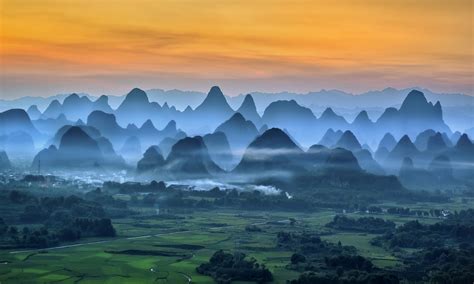 Nature Landscape Mist Mountain Field Morning China