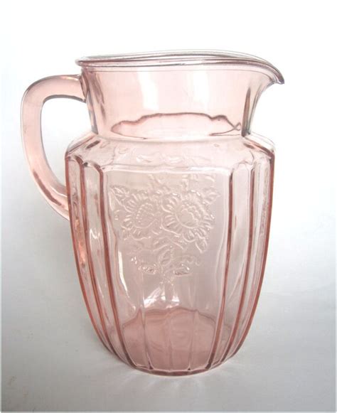 1930s Mayfair Open Rose Pink Depression Glass Water Pitcher