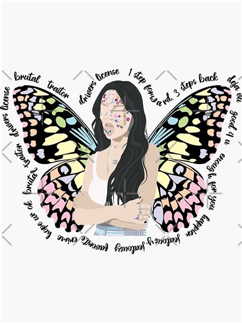 Olivia Rodrigo Pastel Colored Butterfly Sticker By Gretart Redbubble