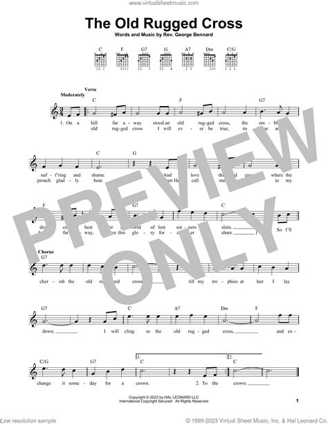 The Old Rugged Cross Sheet Music Easy For Guitar Solo Chords