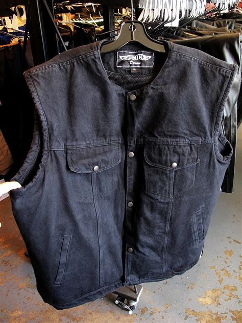 Classic Black Denim Vest With Pockets East Side Re Rides