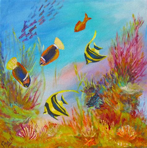 Water park in cancun the coral reef aquarium at xcaret , the only one of its kind will transport you to the depths your image gets printed onto one of our premium canvases and then stretched on a wooden frame of 1.5 x 1.5. Coral Reef 2 Painting by Parul Mehta