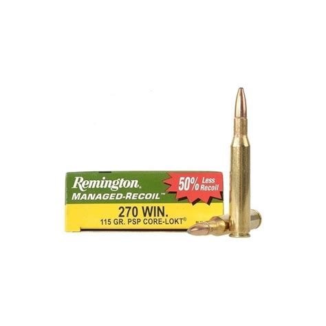 Remington Managed Recoil 270 Winchester Ammo 115 Gr Core Lokt Psp