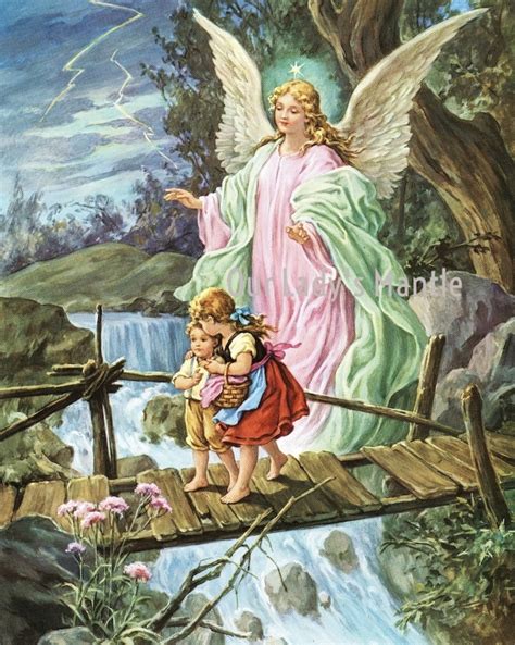 6x8 Guardian Angel And Children Crossing Bridge Print Picture Etsy