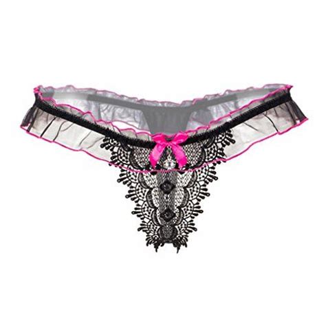 Gbsell Womens Sexy Lace G String Briefs V String Bikini Thongs Panties Hot Pink