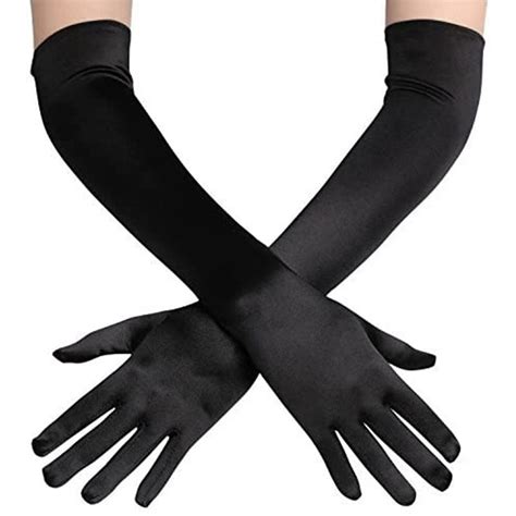 53cm Extra Long Black Satin Gloves Perth Hurly Burly Hurly Burly