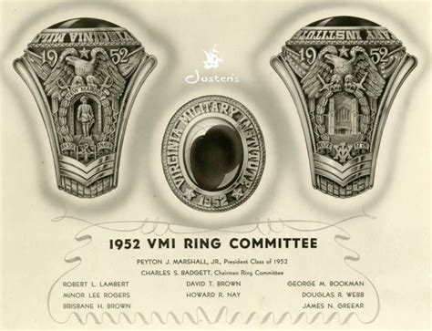 Class Of 1952 Ring Design Class Ring Designs Vmi Archives Digital