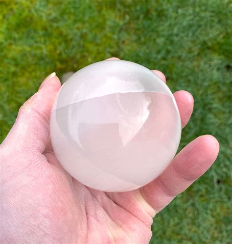 Selenite Sphere 74mm Selenite Ball Selenite Crystal Ball Etsy