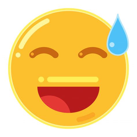 Smiling Face With Open Mouth And Cold Sweat Premium Vector