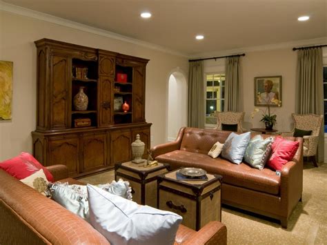 Living Room With Leather Sofas Hgtv