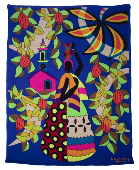 Kennedy Bahia Mid 20th C Decorative Wool Wall Hanging By South American Artist Kennedy Bahia