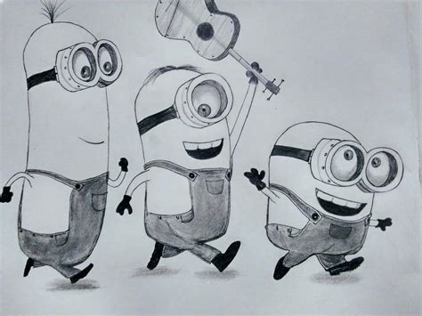 Pencil Sketch Of Minions Movie Characters From Descipable Me