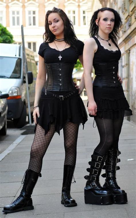 This Is An Everyday Goth Look For Females Knee High Boots Mesh Nylons