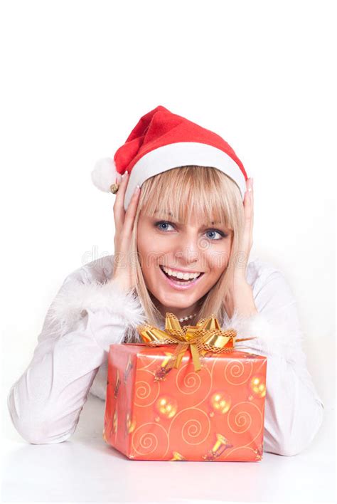 Girl In Santa Hat Stock Image Image Of Adult Isolated 23173185