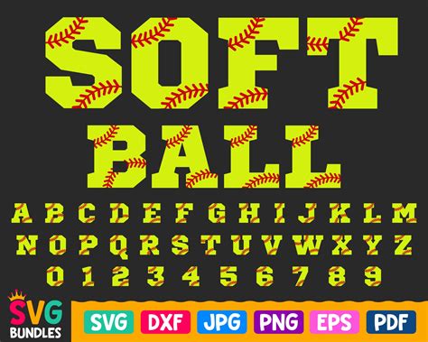 Softball Font Svg Letters And Numbers Softball Alphabet Svg Etsy