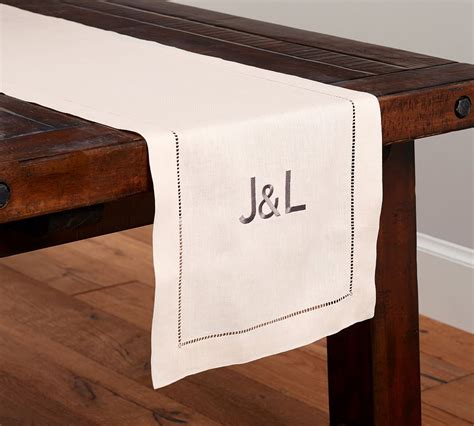 Monique Lhuillier Linen Hemstitch Table Runner Pottery Barn