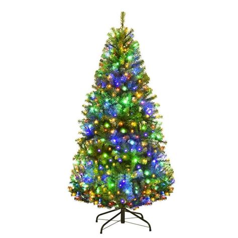 Wellfor 6 Ft Pre Lit Led Full Artificial Christmas Tree With 350 Multi